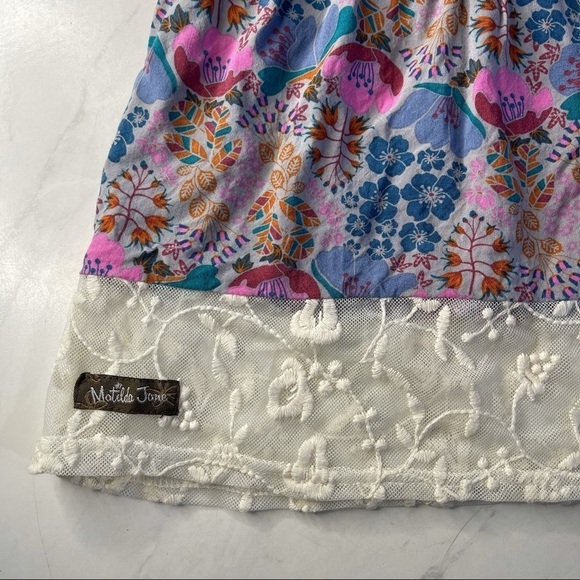 Matilda Jane Blue Pink Floral Lace Trim Tassel Neckline Top Size XL - Picture 5 of 7